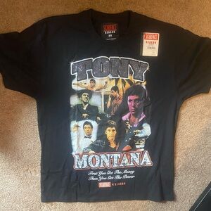 Reason X Scarface Tony Montana Rhinestones T-Shirt Black Men's Size XXL